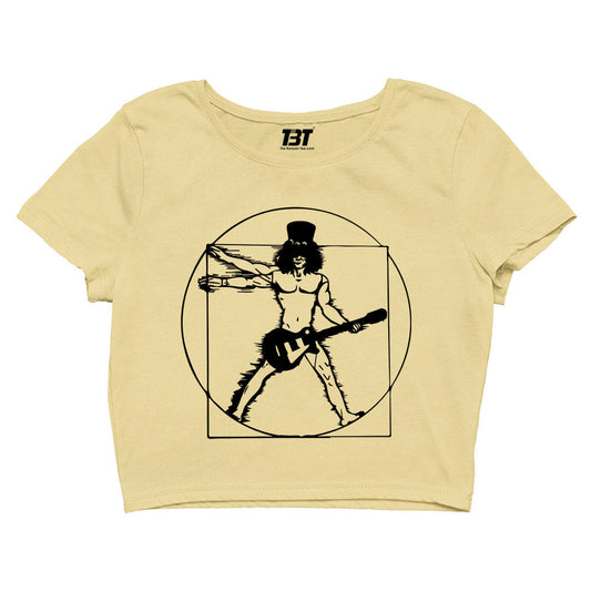 guns n' roses the vitruvian guitar man - slash crop top music band buy online india the banyan tee tbt men women girls boys unisex beige