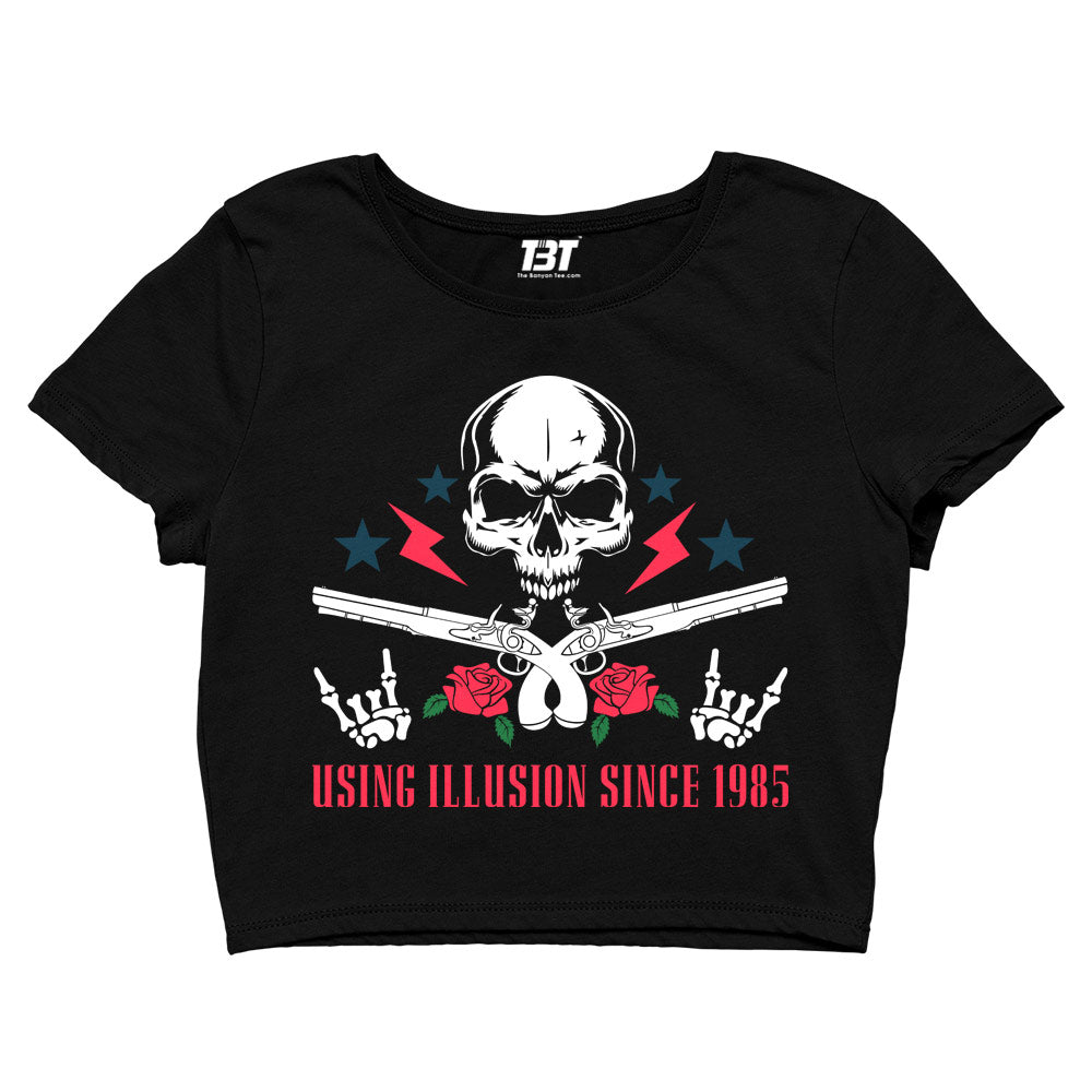 guns n' roses using illusion since 1985 crop top music band buy online india the banyan tee tbt men women girls boys unisex black