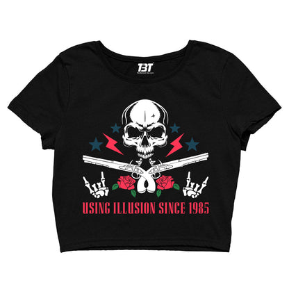 guns n' roses using illusion since 1985 crop top music band buy online india the banyan tee tbt men women girls boys unisex black