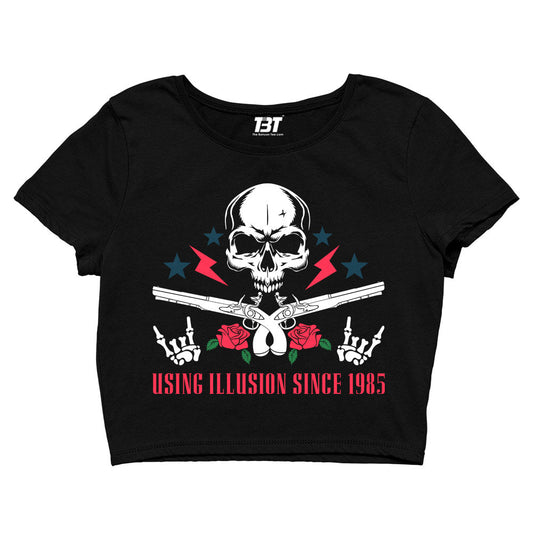 guns n' roses using illusion since 1985 crop top music band buy online india the banyan tee tbt men women girls boys unisex black