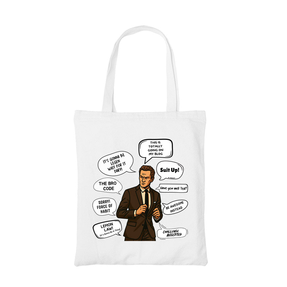 how i met your mother barney’s banter tote bag hand printed cotton women men unisex