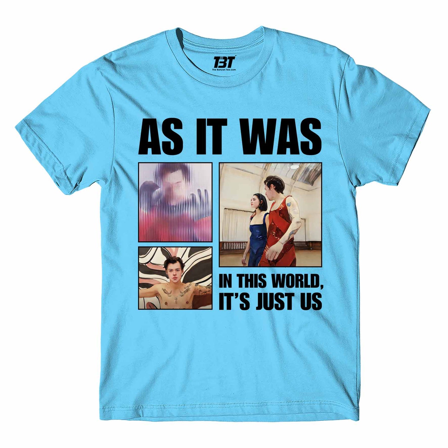 harry styles as it was t-shirt music band buy online india the banyan tee tbt men women girls boys unisex Sky Blue - in this world, it's just us