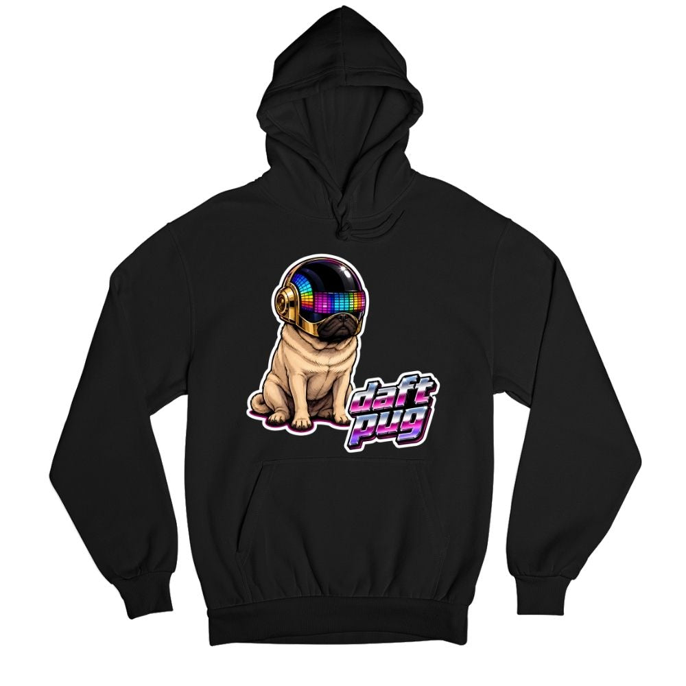 daft punk daft pug hoodie hooded sweatshirt winterwear music band buy online india the banyan tee tbt men women girls boys unisex black 
