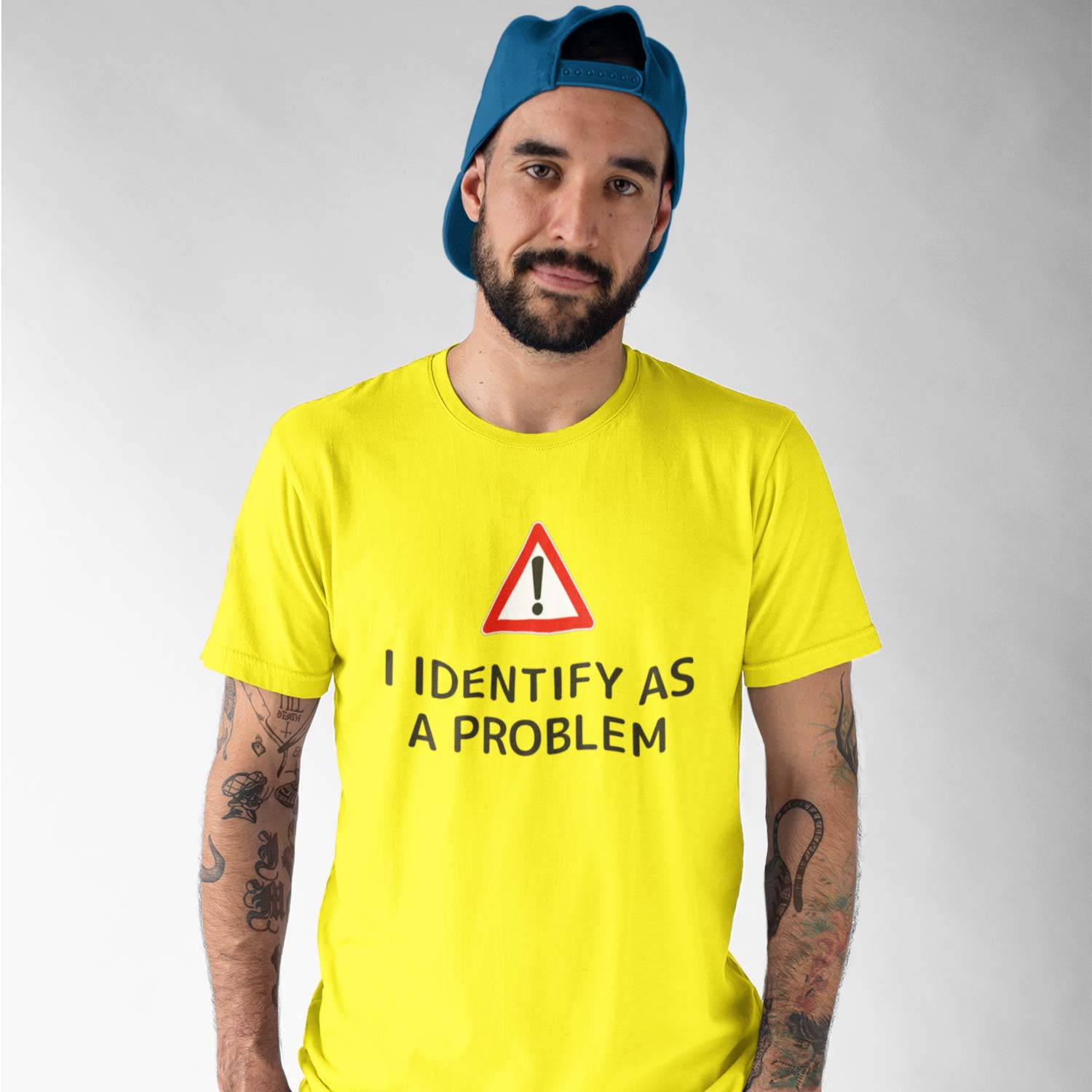 graphic i identify as a problem t-shirt printed graphic stylish buy online india the banyan tee tbt men women girls boys unisex yellow 