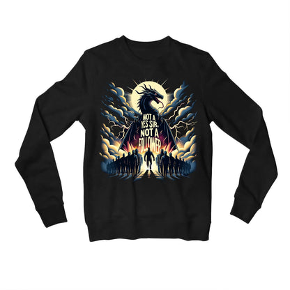 imagine dragons not a yes sir, not a follower sweatshirt upper winterwear music band buy online india the banyan tee tbt men women girls boys unisex black 
