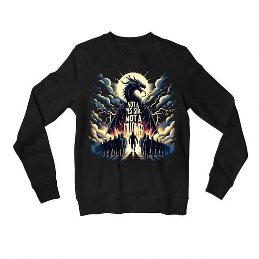 imagine dragons not a yes sir, not a follower sweatshirt upper winterwear music band buy online india the banyan tee tbt men women girls boys unisex black 