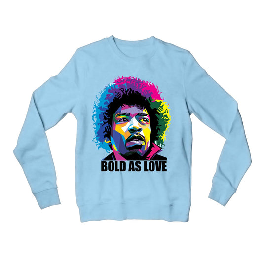 jimi hendrix bold as love sweatshirt upper winterwear music band buy online india the banyan tee tbt men women girls boys unisex baby blue