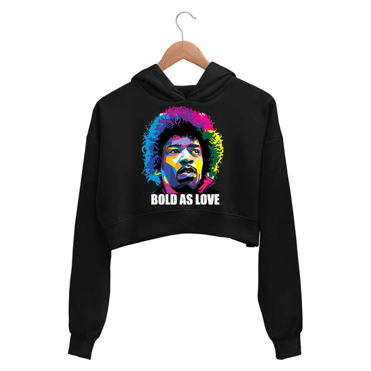 jimi hendrix bold as love crop hoodie hooded sweatshirt upper winterwear music band buy online india the banyan tee tbt men women girls boys unisex black