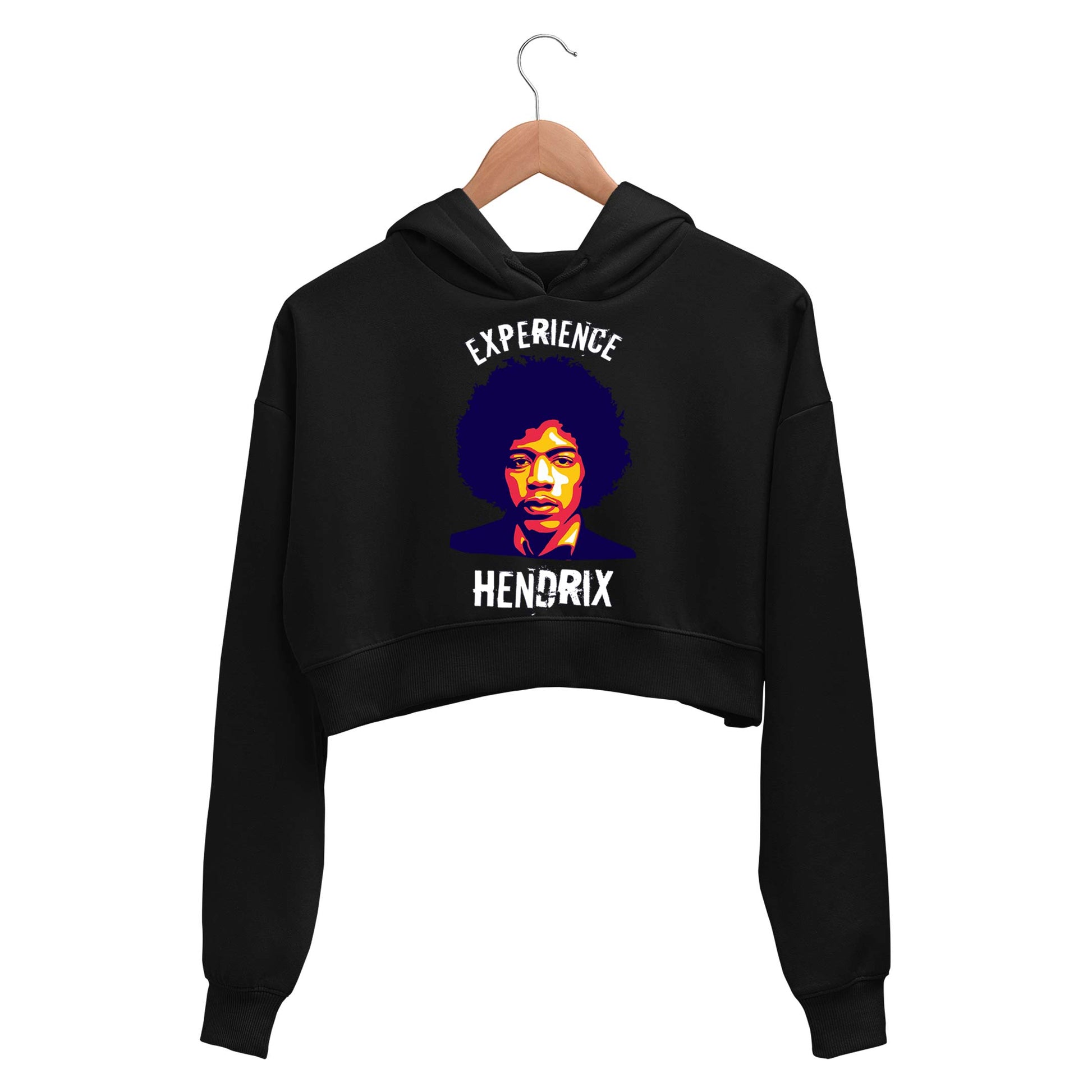 jimi hendrix experience hendrix crop hoodie hooded sweatshirt upper winterwear music band buy online india the banyan tee tbt men women girls boys unisex black