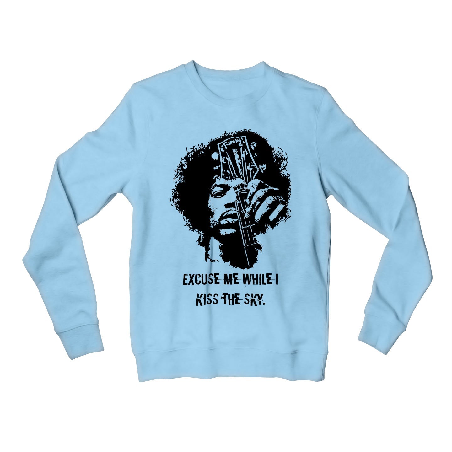 jimi hendrix kiss the sky sweatshirt upper winterwear music band buy online india the banyan tee tbt men women girls boys unisex baby blue