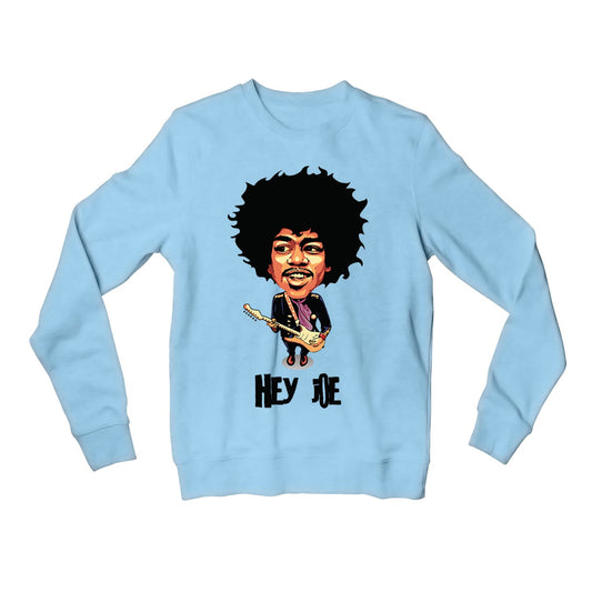 jimi hendrix hey joe sweatshirt upper winterwear music band buy online india the banyan tee tbt men women girls boys unisex baby blue