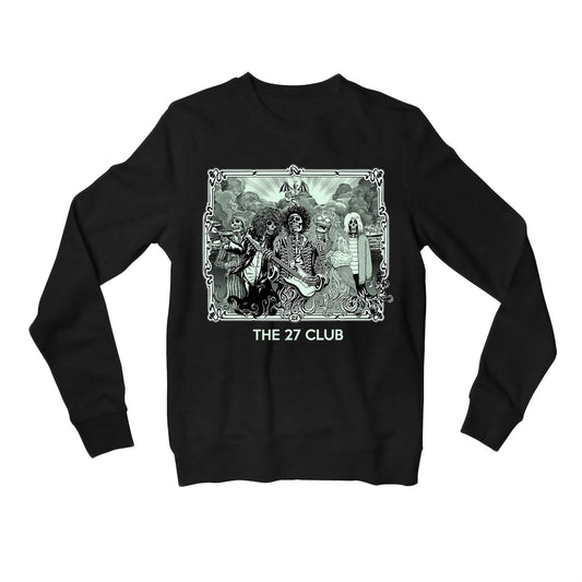 jimi hendrix the 27 club sweatshirt upper winterwear music band buy online india the banyan tee tbt men women girls boys unisex black