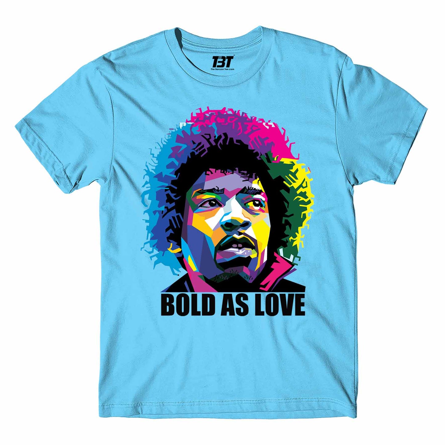 jimi hendrix bold as love t-shirt music band buy online india the banyan tee tbt men women girls boys unisex sky blue