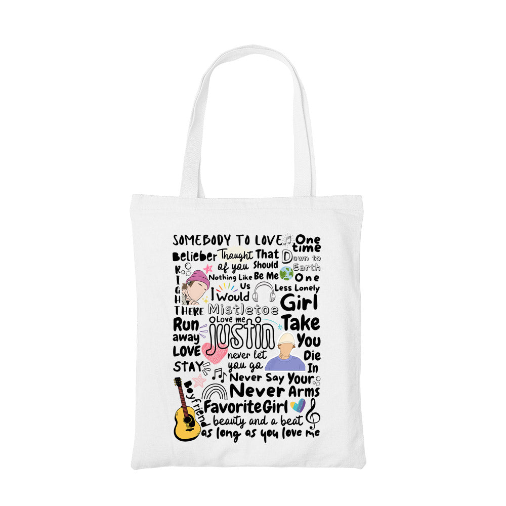 justin bieber bieber beats tote bag cotton printed music band buy online india the banyan tee tbt men women girls boys unisex  