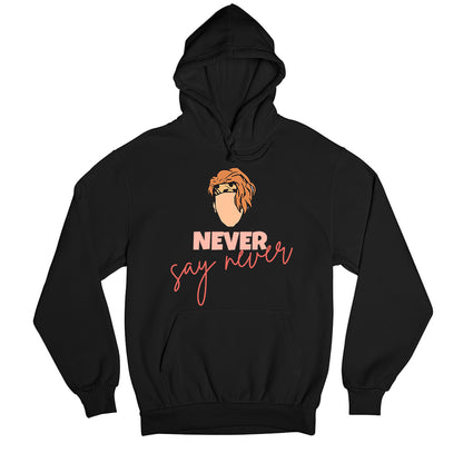 justin bieber never say never hoodie hooded sweatshirt winterwear music band buy online india the banyan tee tbt men women girls boys unisex black