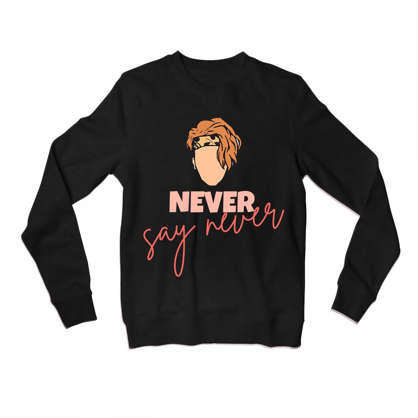 justin bieber never say never sweatshirt upper winterwear music band buy online india the banyan tee tbt men women girls boys unisex black