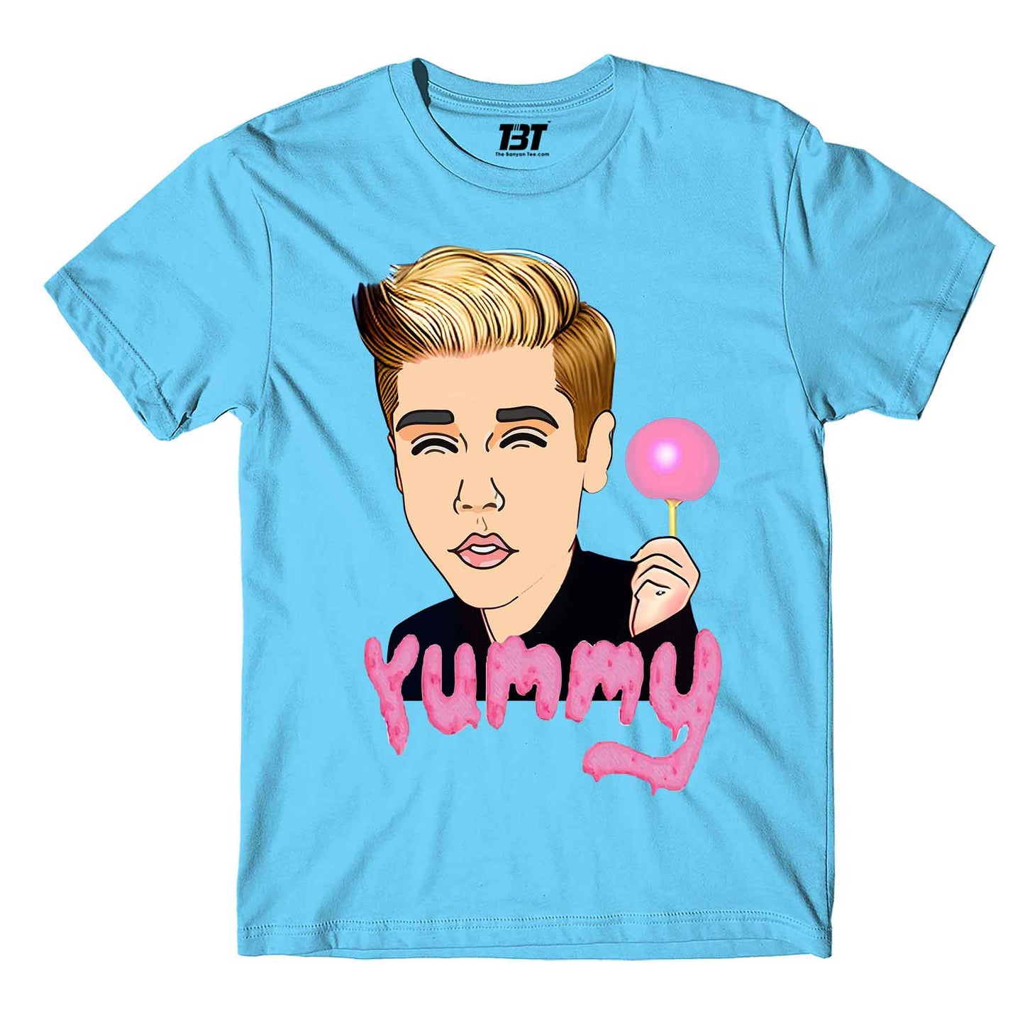 justin bieber yummy t-shirt music band buy online india the banyan tee tbt men women girls boys unisex sky blue