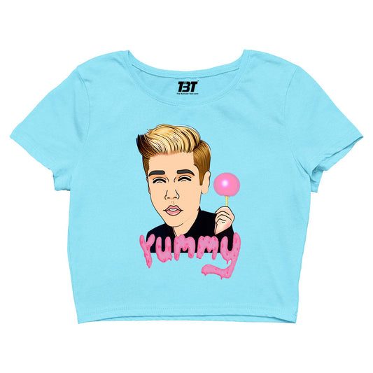 justin bieber yummy crop top music band buy online india the banyan tee tbt men women girls boys unisex sky blue