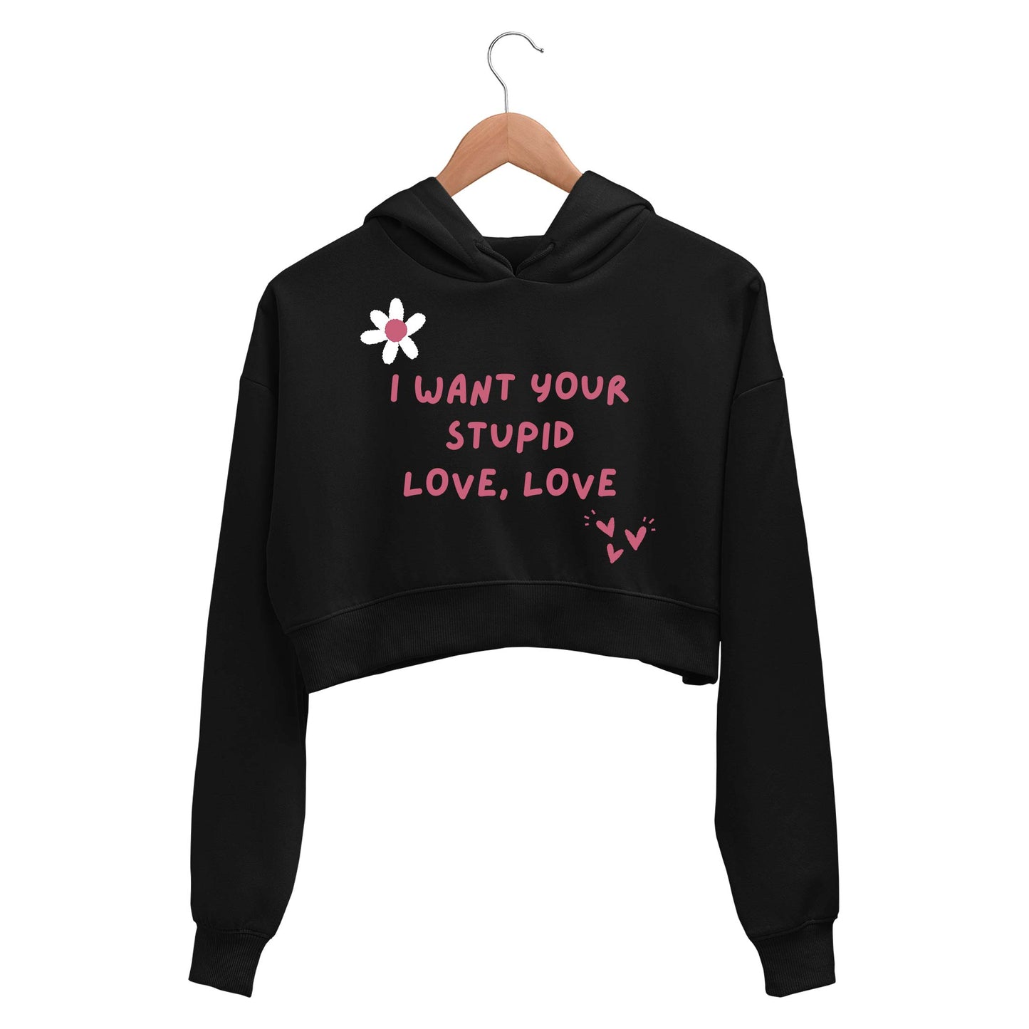 lady gaga stupid love crop hoodie hooded sweatshirt upper winterwear music band buy online india the banyan tee tbt men women girls boys unisex black