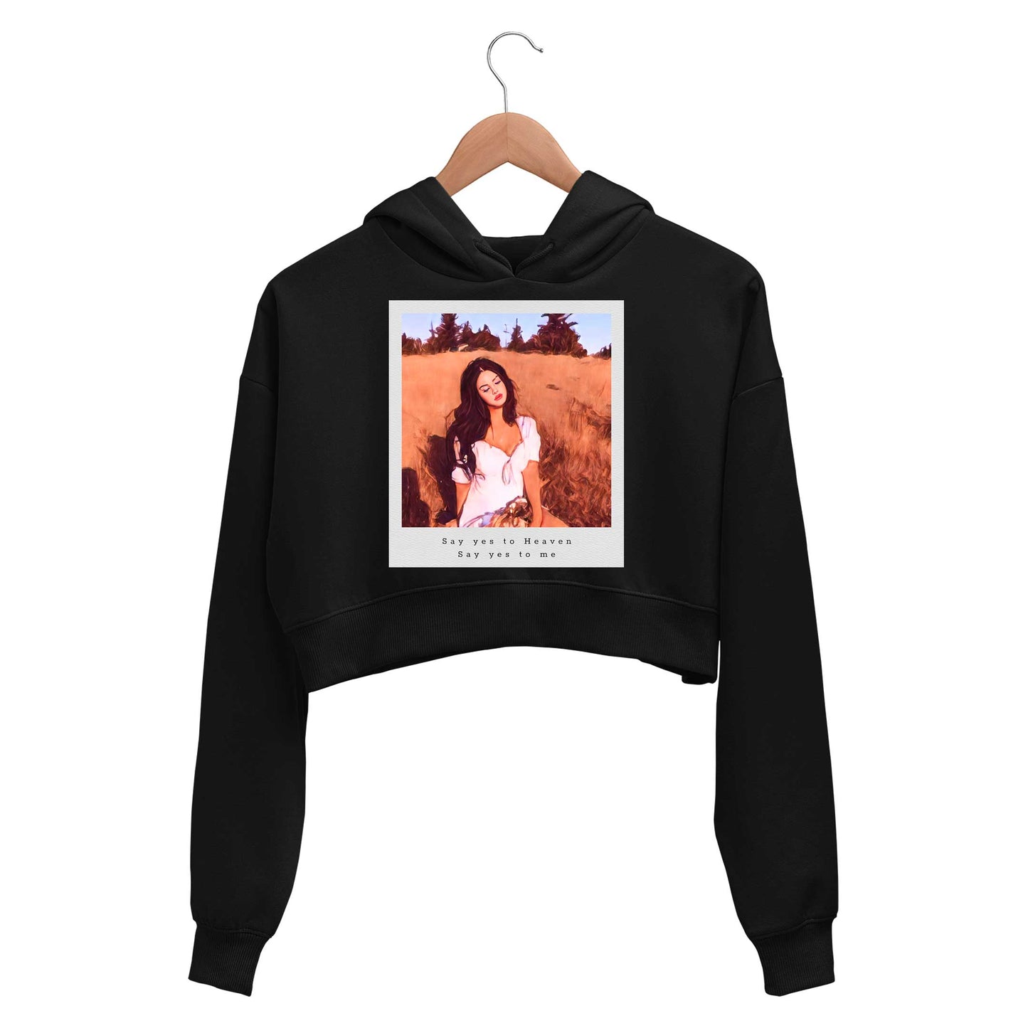 lana del rey say yes to heaven crop hoodie hooded sweatshirt upper winterwear music band buy online india the banyan tee tbt men women girls boys unisex black