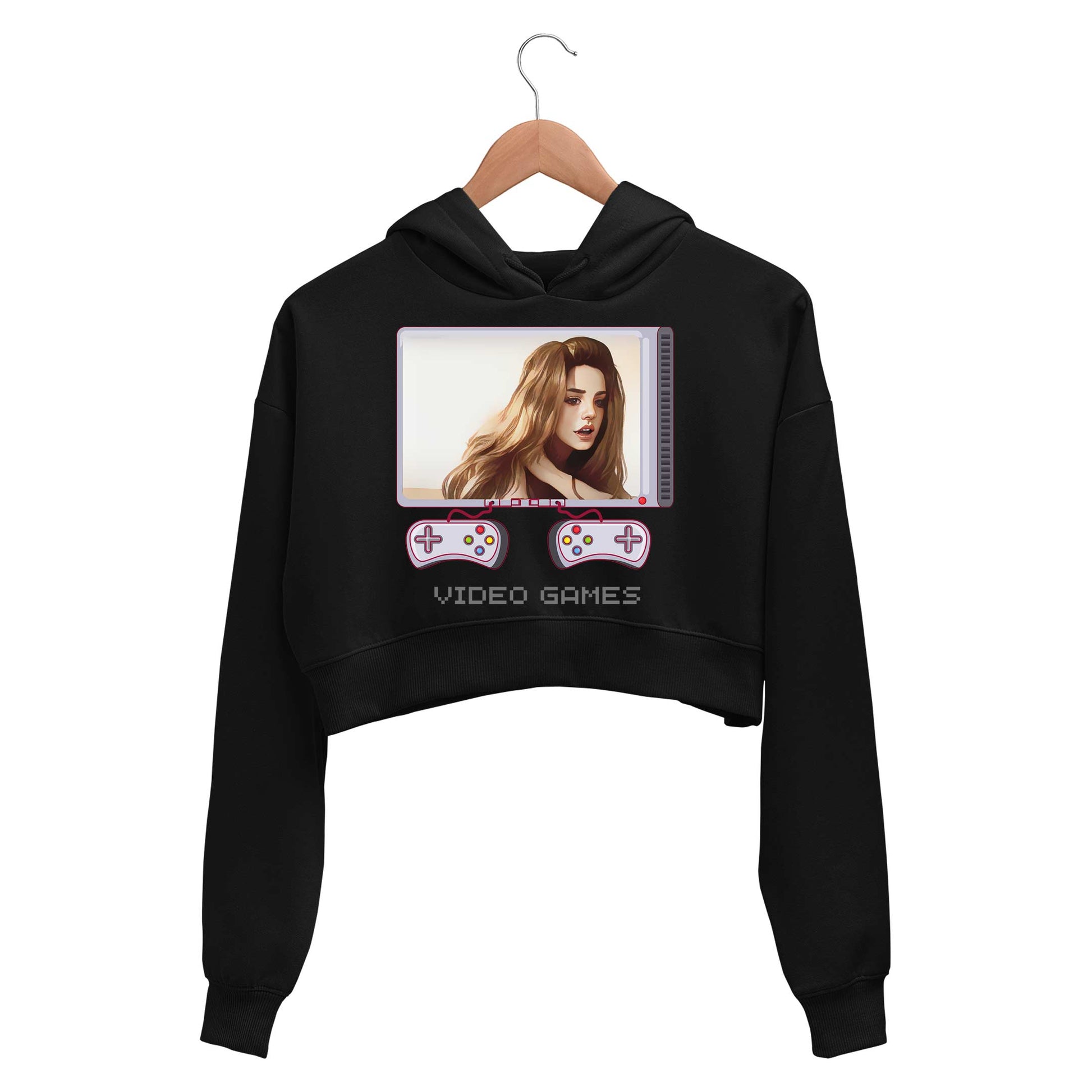 lana del rey video games crop hoodie hooded sweatshirt upper winterwear music band buy online india the banyan tee tbt men women girls boys unisex black 