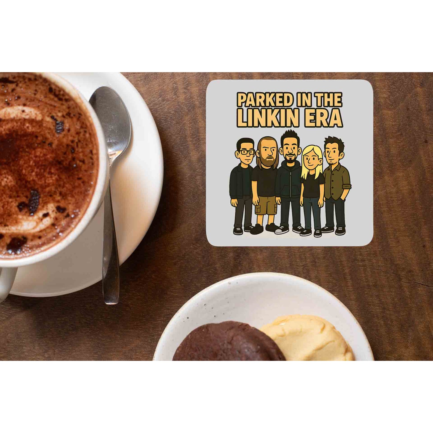 linkin park parked in the linkin era coasters wooden table cups indian music band buy online india the banyan tee tbt men women girls boys unisex