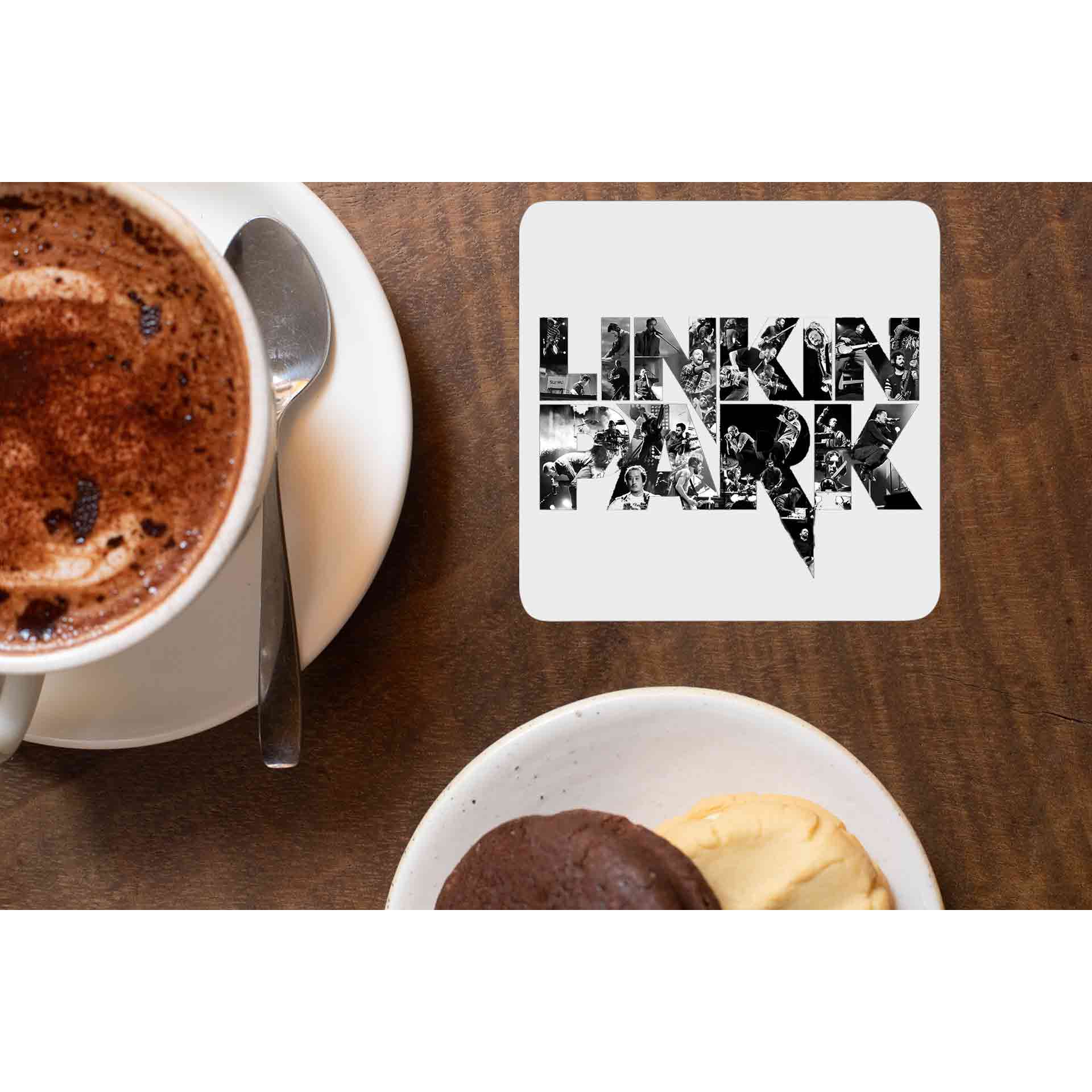 linkin park fan art coasters wooden table cups indian music band buy online india the banyan tee tbt men women girls boys unisex