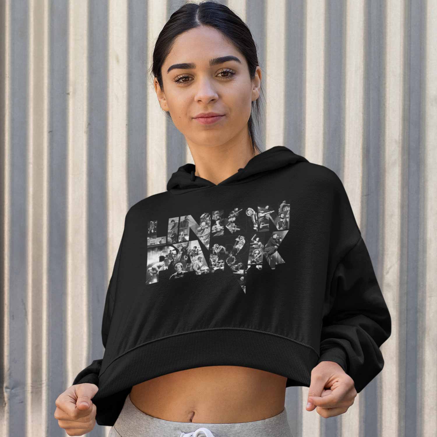 linkin park fan art crop hoodie hooded sweatshirt upper winterwear music band buy online india the banyan tee tbt men women girls boys unisex black