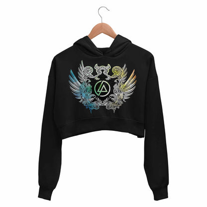 linkin park emblem crop hoodie hooded sweatshirt upper winterwear music band buy online india the banyan tee tbt men women girls boys unisex black