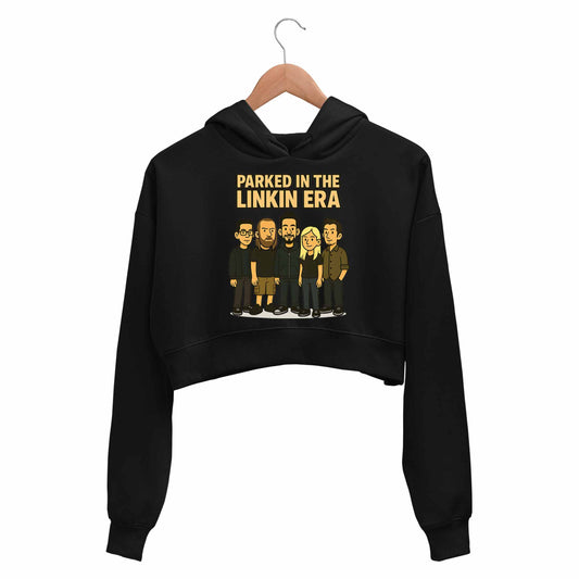 linkin park parked in the linkin era crop hoodie hooded sweatshirt upper winterwear music band buy online india the banyan tee tbt men women girls boys unisex black