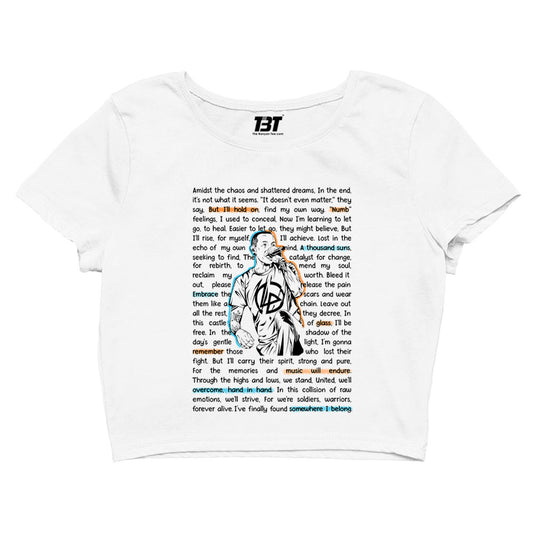 linkin park song story crop top music band buy online india the banyan tee tbt men women girls boys unisex white