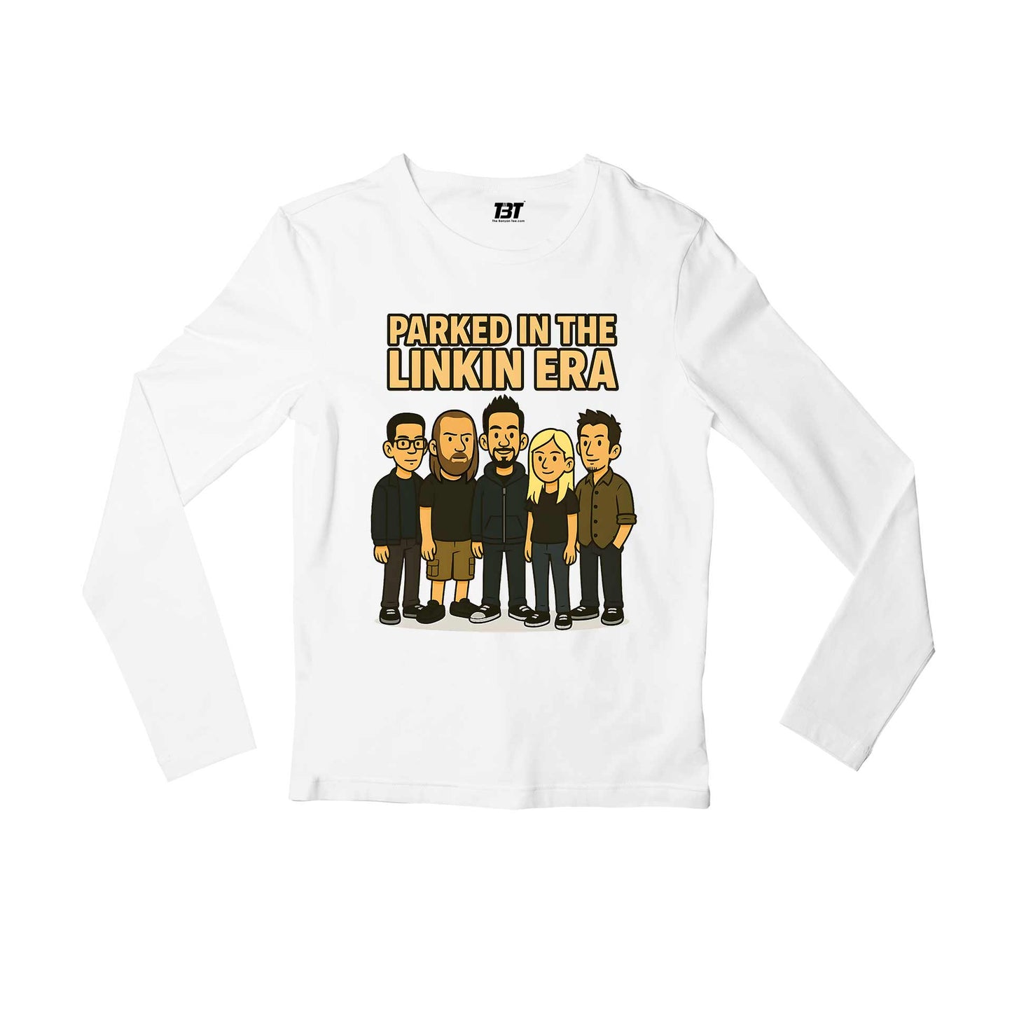 linkin park parked in the linkin era full sleeves long sleeves music band buy online india the banyan tee tbt men women girls boys unisex white