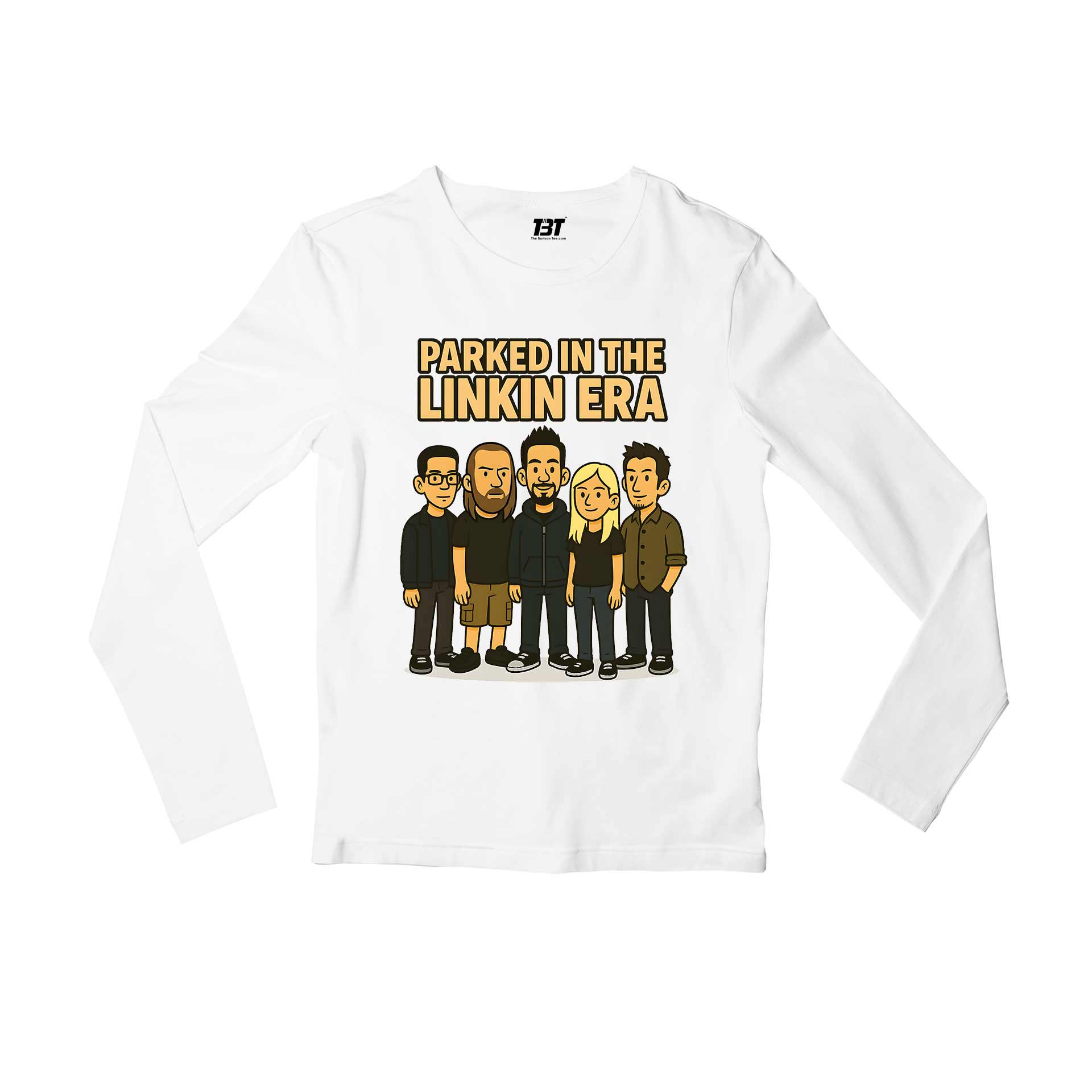 linkin park parked in the linkin era full sleeves long sleeves music band buy online india the banyan tee tbt men women girls boys unisex white