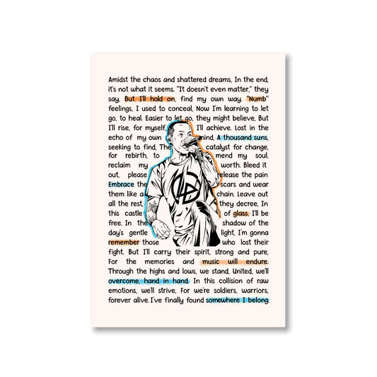 linkin park song story poster wall art buy online india the banyan tee tbt a4