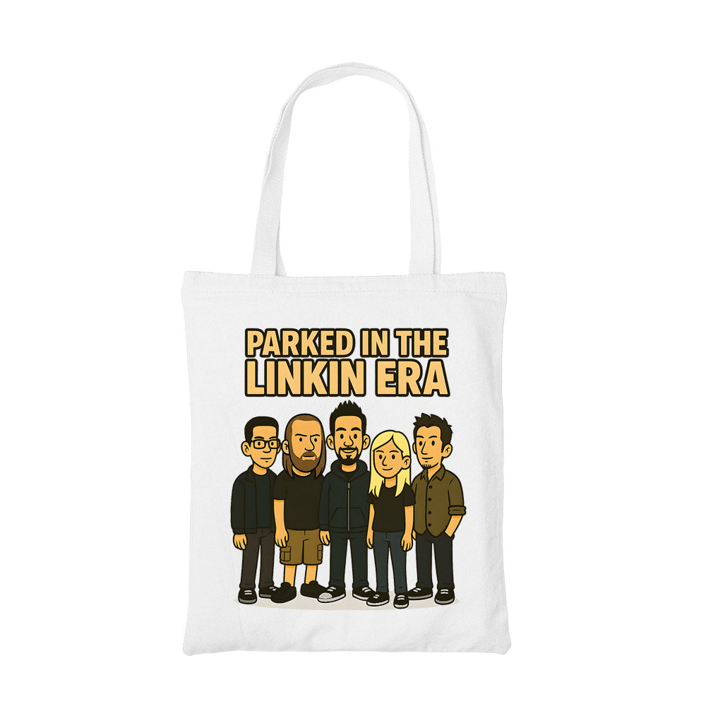 linkin park parked in the linkin era tote bag cotton printed music band buy online india the banyan tee tbt men women girls boys unisex