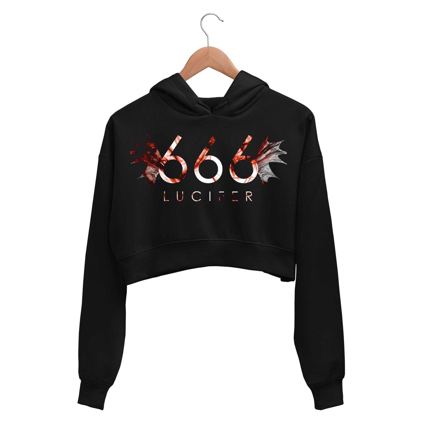 Lucifer Crop Hoodie - 666 Crop Hooded Sweatshirt for Women The Banyan Tee TBT