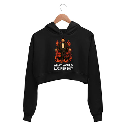 Lucifer Crop Hoodie - Crop Hooded Sweatshirt for Women The Banyan Tee TBT