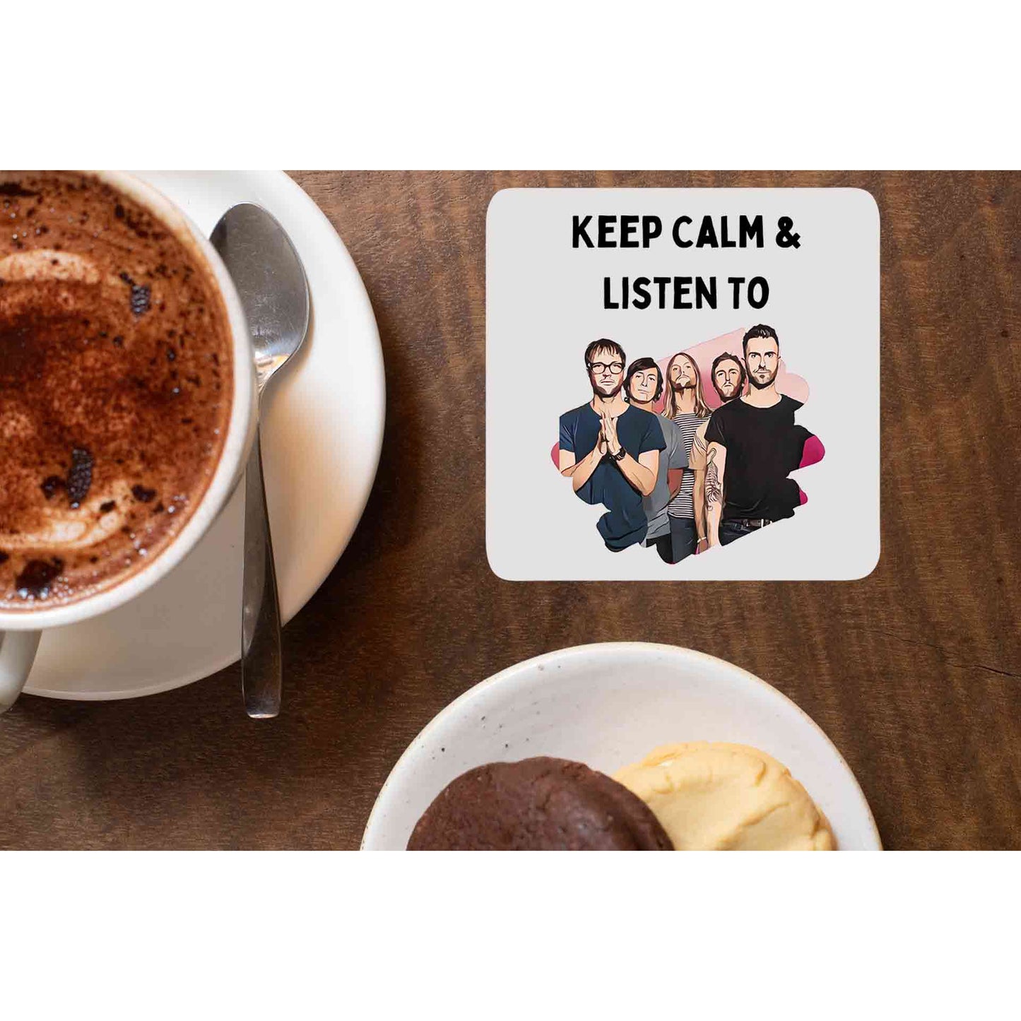 maroon 5 keep calm and listen to m5 coasters wooden table cups indian music band buy online india the banyan tee tbt men women girls boys unisex  