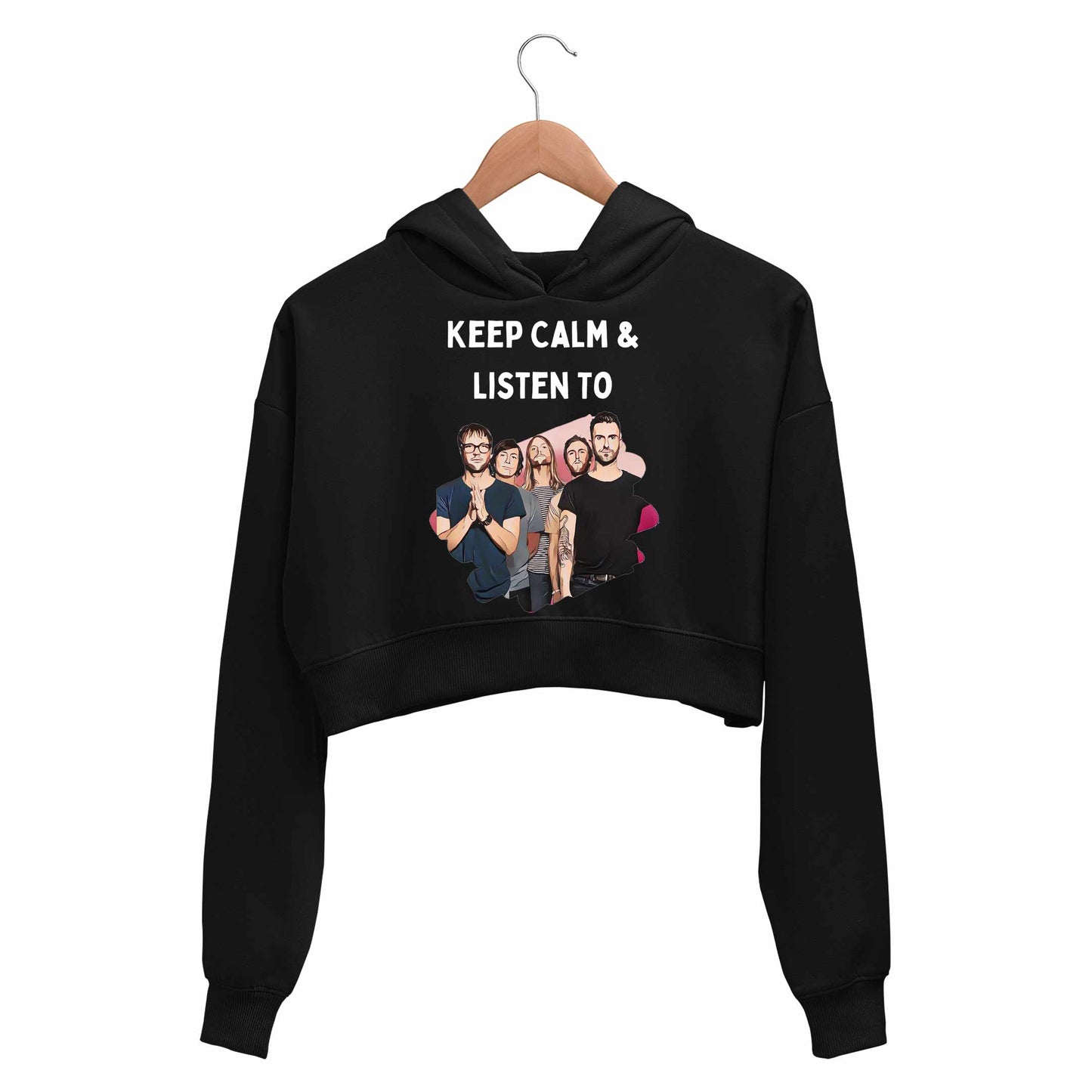 maroon 5 keep calm and listen to m5 crop hoodie hooded sweatshirt upper winterwear music band buy online india the banyan tee tbt men women girls boys unisex black 