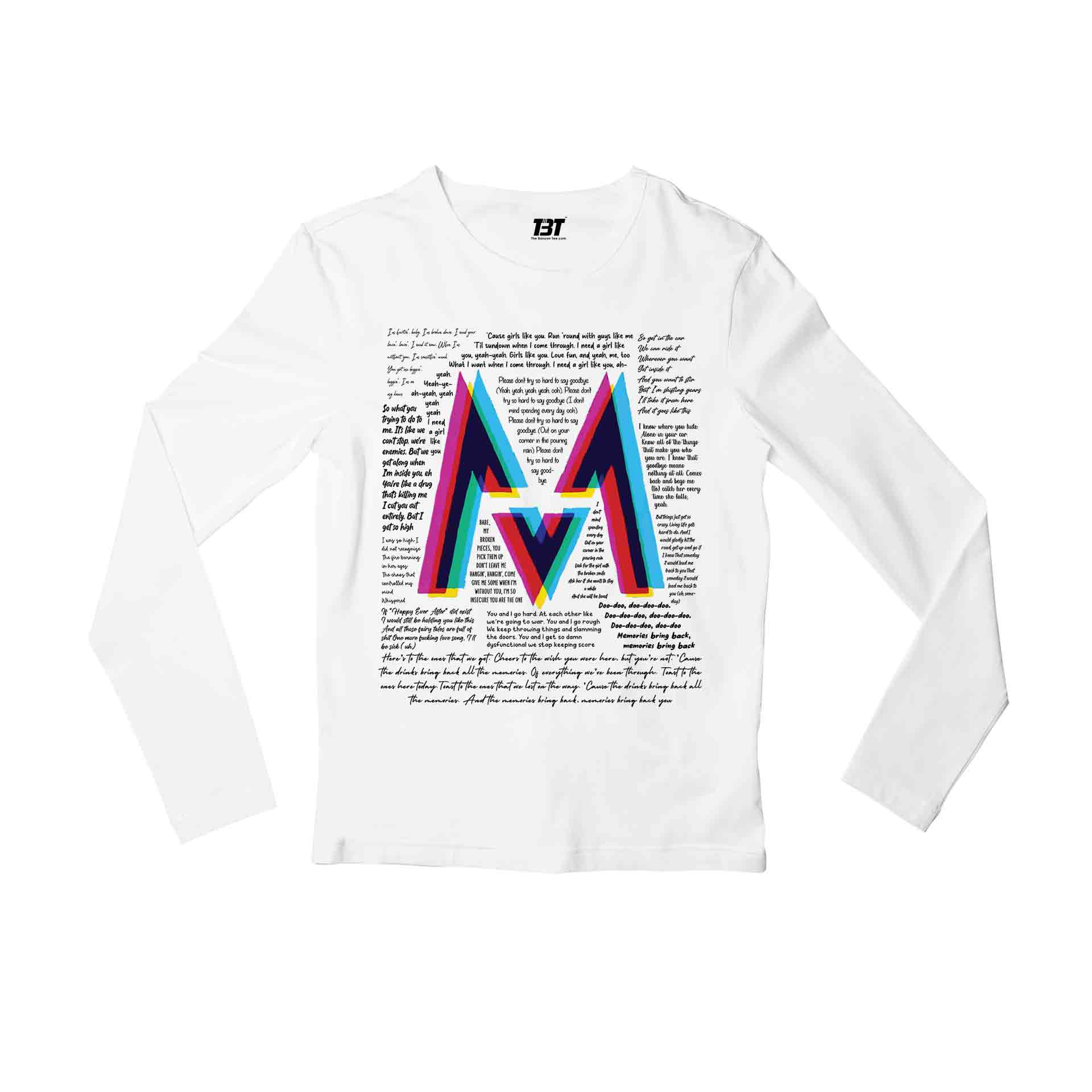 maroon 5 m5 full sleeves long sleeves music band buy online india the banyan tee tbt men women girls boys unisex white 