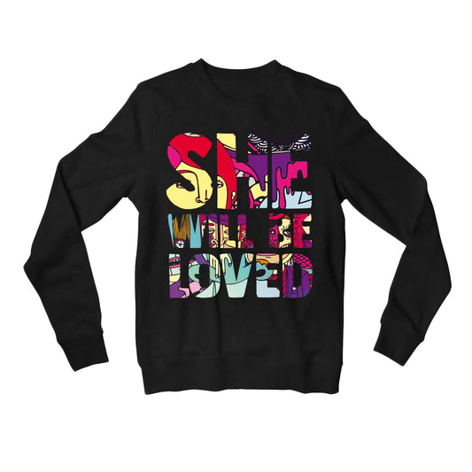 maroon 5 she will be loved sweatshirt upper winterwear music band buy online india the banyan tee tbt men women girls boys unisex black 