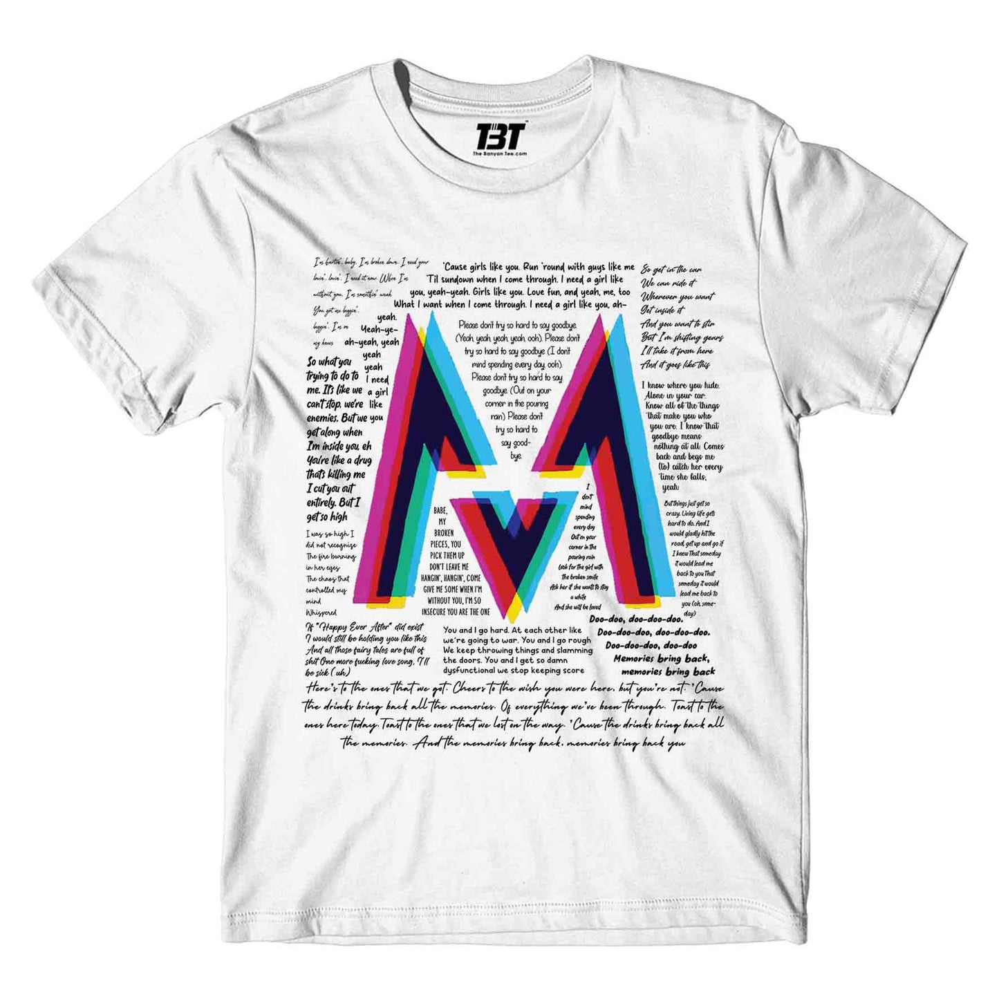 maroon 5 m5 t-shirt music band buy online india the banyan tee tbt men women girls boys unisex white 