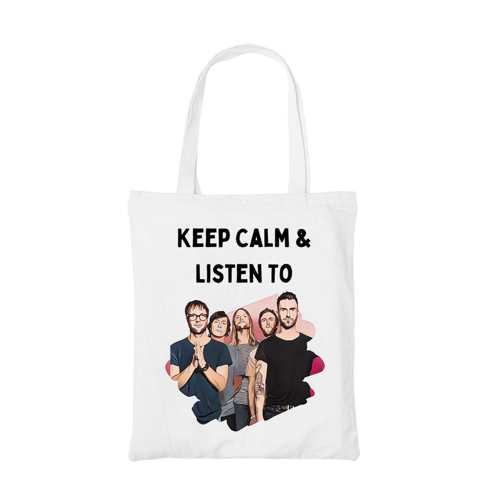 maroon 5 keep calm and listen to m5 tote bag cotton printed music band buy online india the banyan tee tbt men women girls boys unisex  