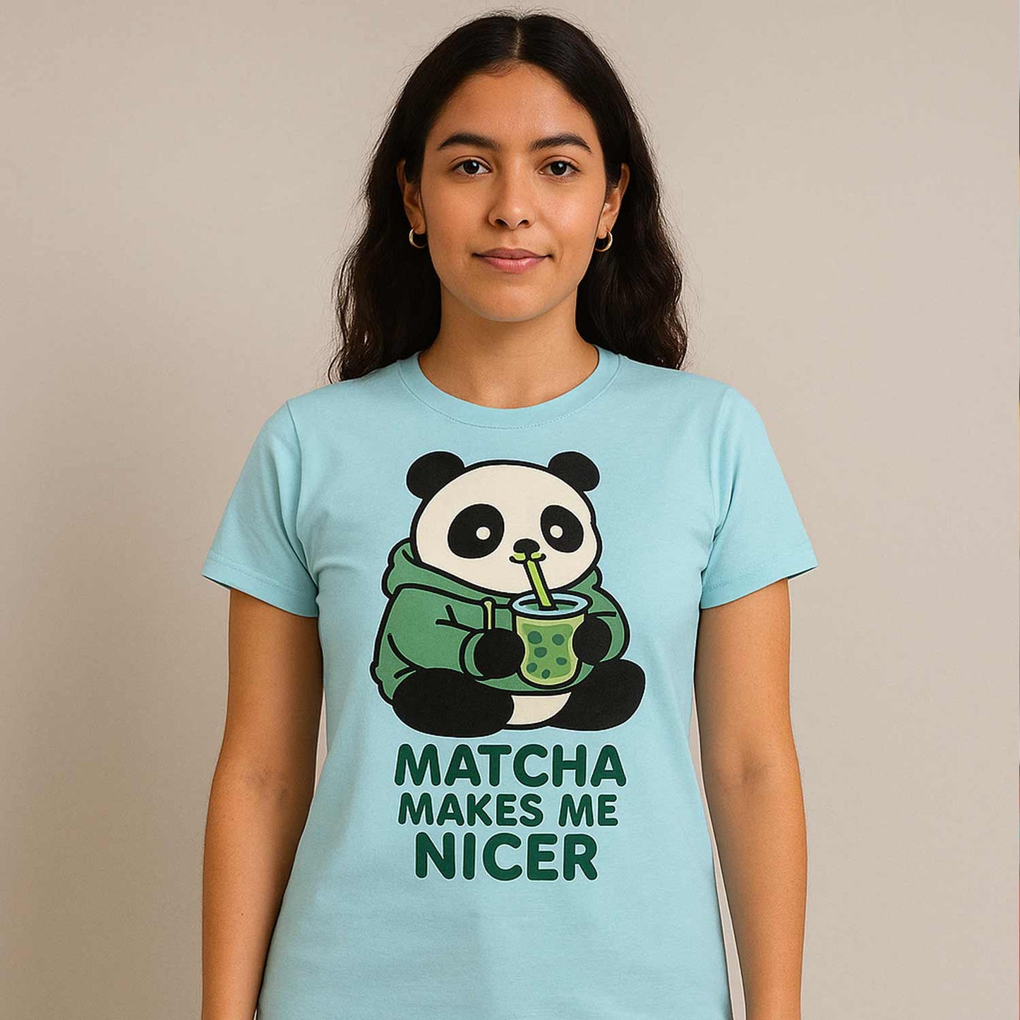 graphic matcha makes me nicer t-shirt printed graphic stylish buy online india the banyan tee tbt men women girls boys unisex baby blue 