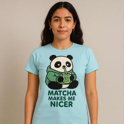 graphic matcha makes me nicer t-shirt printed graphic stylish buy online india the banyan tee tbt men women girls boys unisex baby blue 
