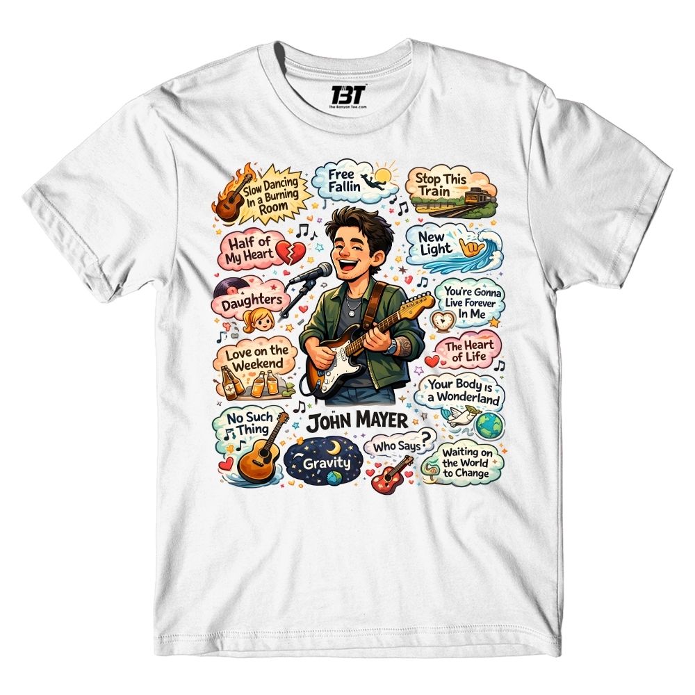 John Mayer Mayer Doodle t-shirt music band buy online india the banyan tee tbt men women girls boys unisex black