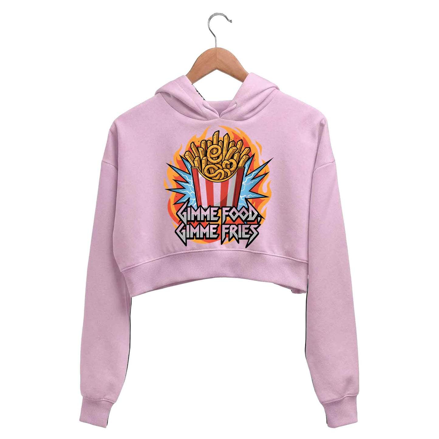 metallica gimme food gimme fries crop hoodie hooded sweatshirt upper winterwear music band buy online india the banyan tee tbt men women girls boys unisex baby pink 