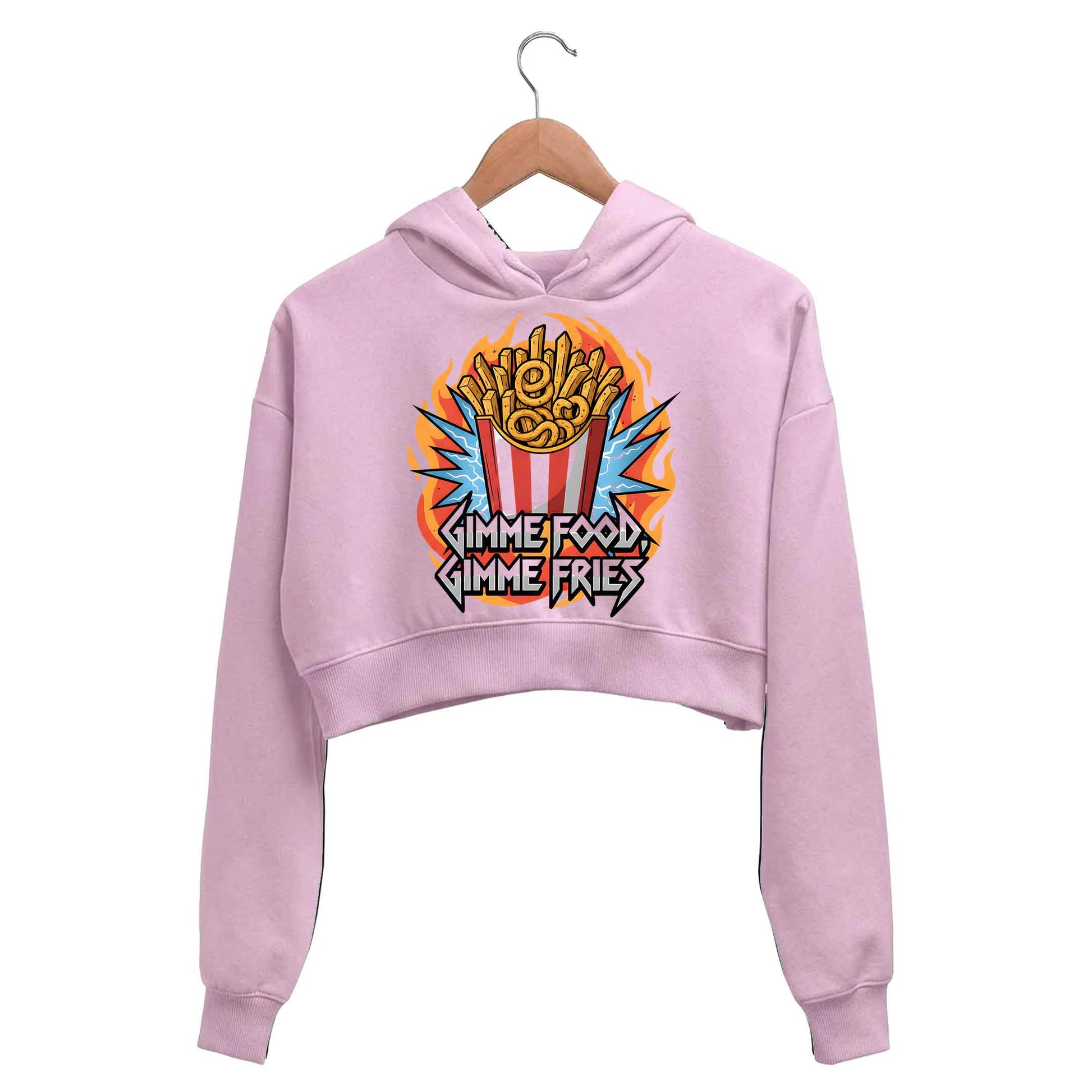 metallica gimme food gimme fries crop hoodie hooded sweatshirt upper winterwear music band buy online india the banyan tee tbt men women girls boys unisex baby pink 