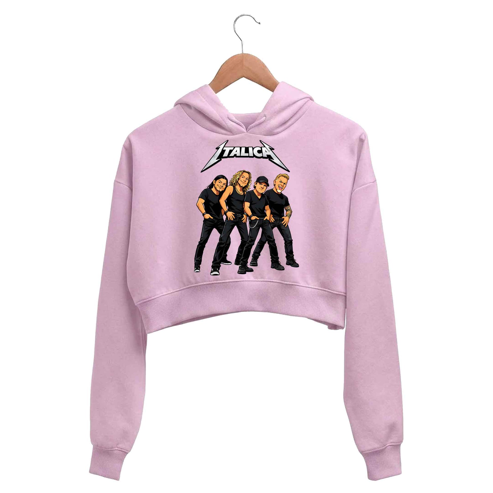 metallica italica crop hoodie hooded sweatshirt upper winterwear music band buy online india the banyan tee tbt men women girls boys unisex baby pink 