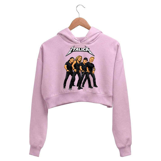metallica italica crop hoodie hooded sweatshirt upper winterwear music band buy online india the banyan tee tbt men women girls boys unisex baby pink 